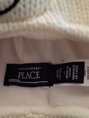 The Children's Place Cream Knit Beanie with Subtle Embroidery